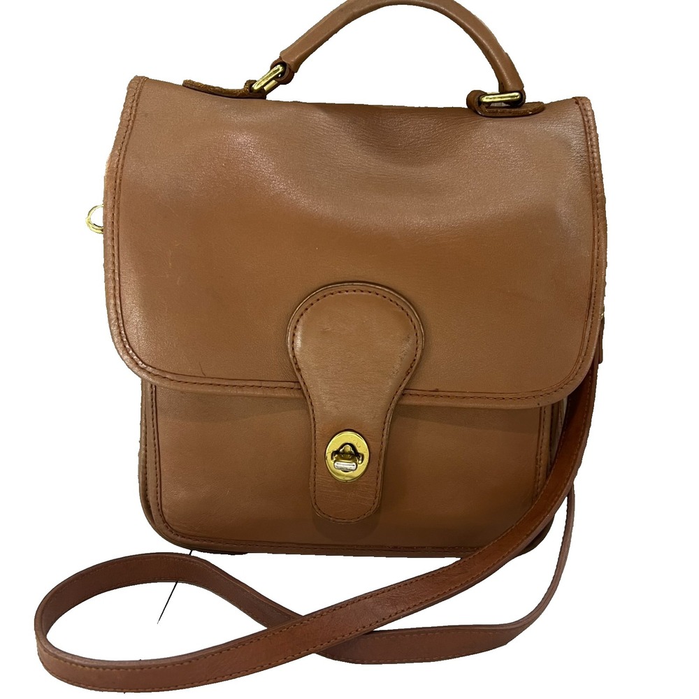 VTG MINT Hunt Club Brown Leather Crossbody Bag Saddle Turnlock Flap Willis Style